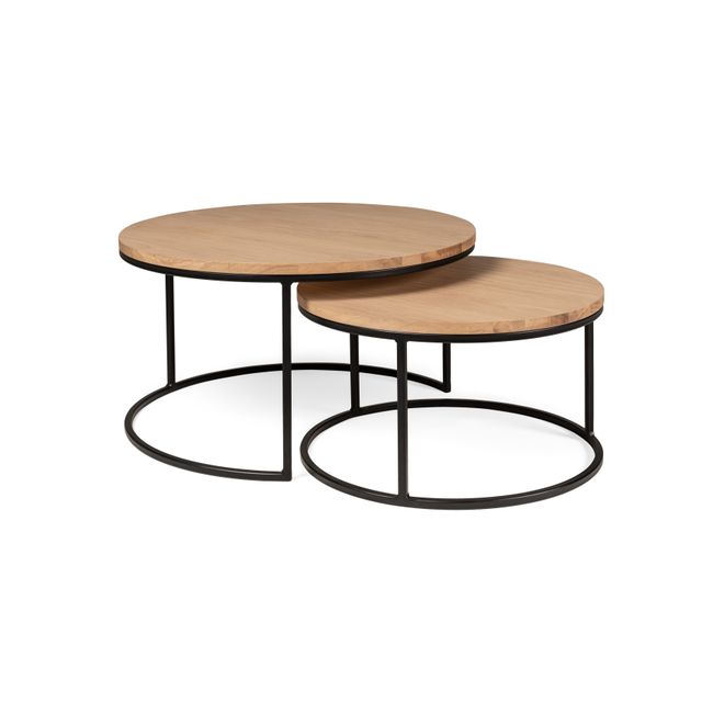 Set van 2 ronde salontafels GLASGOW - Espresso