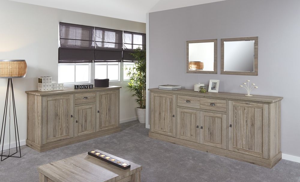 Dressoir YORK 4 deuren - Lariks & crystal oak  MBR-1-000056