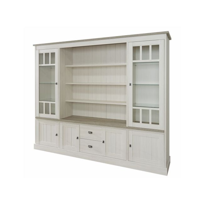 Vitrinekast YORK - Lariks & crystal oak beige