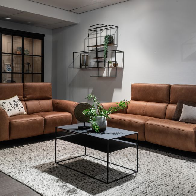 2,5 zit met elektr. relaxen B-0327 - Cognac bruin