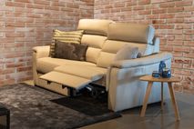 2-zit met elektr. relaxen VULCANO - Beige leder CAL-128-000168-10-BT328