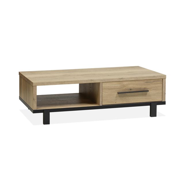 Salontafel WOODY - Natuur/zwart metaal
