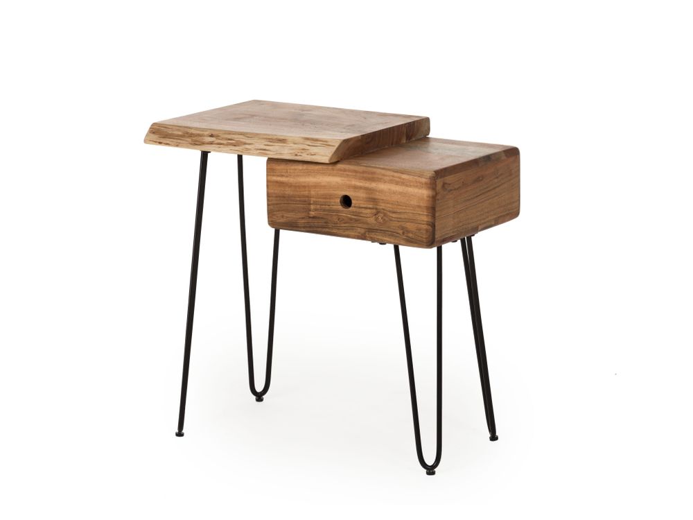 Nachtkastje LIVE EDGE - Naturel acaciahout ZLS 2514