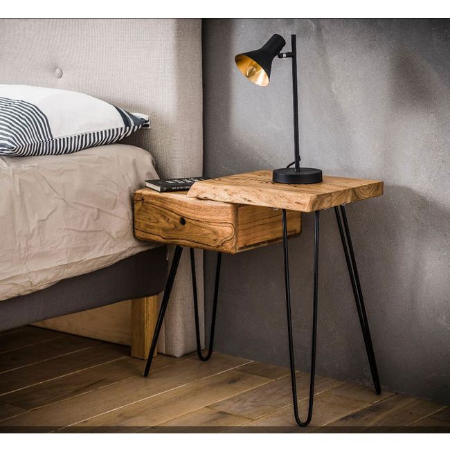 Nachtkastje LIVE EDGE - Naturel acaciahout