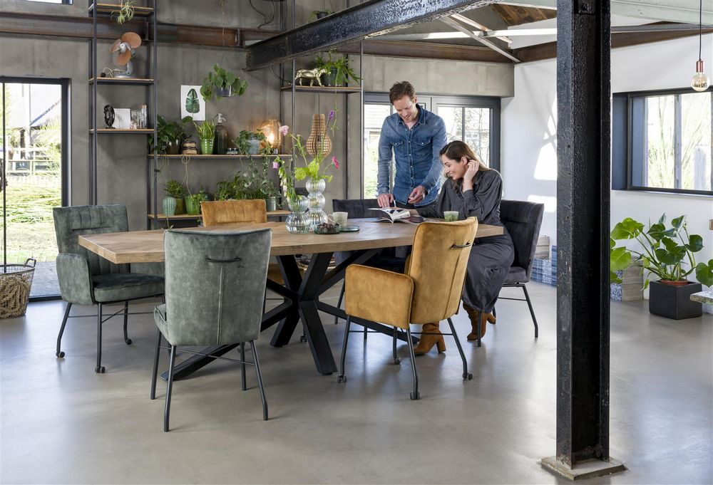 Eetkamertafel METALUXE - Railway Brown HEH 45660RWB