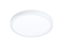 Plafondlamp FUEVA 5 van wit kunststof met een diffuse, ronde lichtplaat.