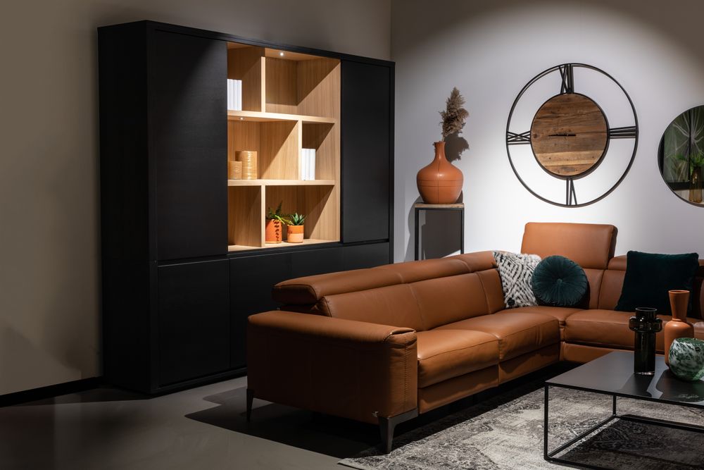 Vitrinekast ZEN - Black matte/Smoked oak FDF-15-000279