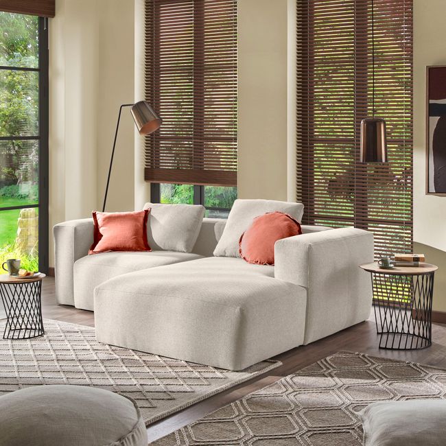 2-zit met chaise longue rechts BLOK - Beige