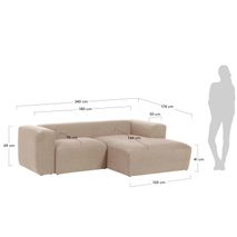 2-zit met chaise longue rechts BLOK - Beige KAV S574GR39