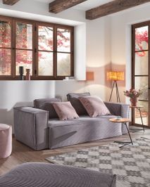 Poef BLOK - Grijs corduroy KAV S576LN15