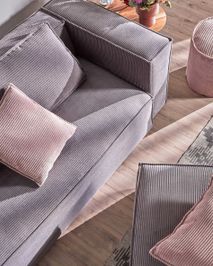 Poef BLOK - Grijs corduroy KAV S576LN15