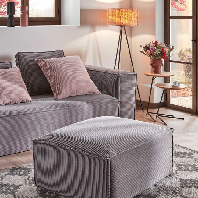 Poef BLOK - Grijs corduroy