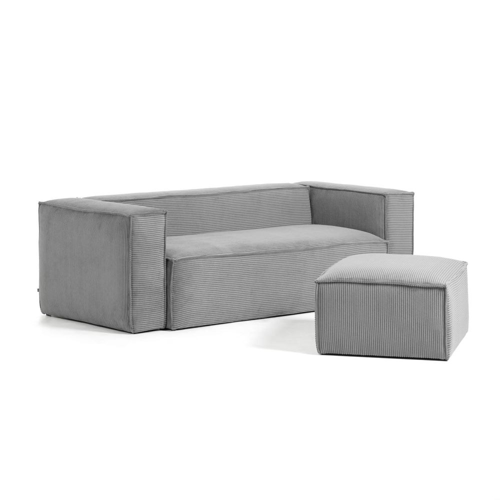 Poef BLOK - Grijs corduroy KAV S576LN15