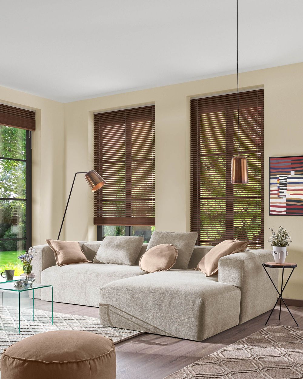 4-zit met chaise longue rechts BLOK - Beige KAV S573GR39