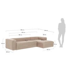 4-zit met chaise longue rechts BLOK - Beige KAV S573GR39