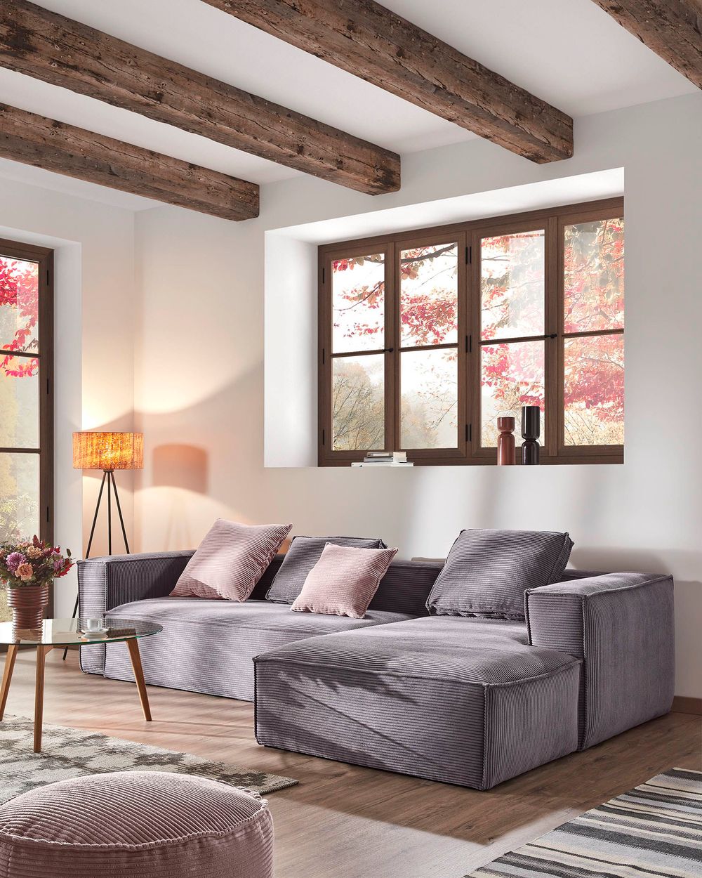 4-zit met chaise longue rechts BLOK - Grijs KAV S573LN15