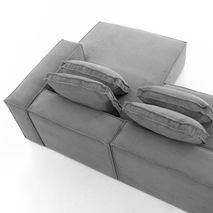 4-zit met chaise longue rechts BLOK - Grijs KAV S573LN15