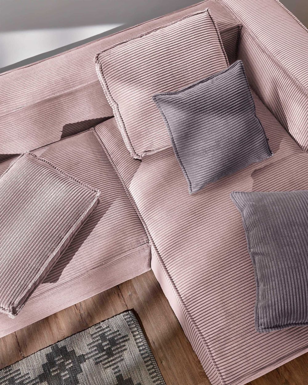 Hoekzetel BLOK - Roze corduroy KAV S574LN24