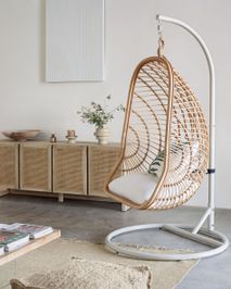 Hangstoel EKATARINA - Lichtgrijs / Rotan KAV CC5972J05