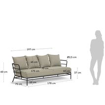 Lounge 3-zit MARELUZ - Zwart / Beige KAV S733J03