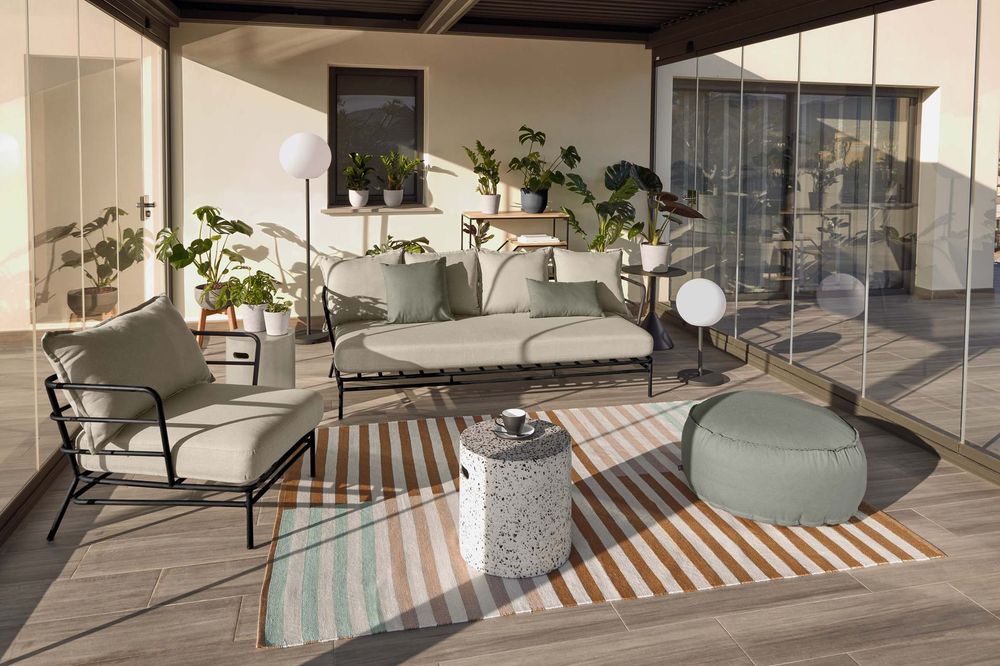 Lounge 3-zit MARELUZ - Zwart / Beige KAV S733J03