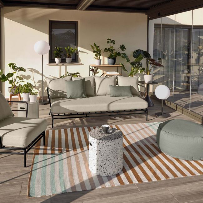 Lounge 3-zit MARELUZ - Zwart / Beige
