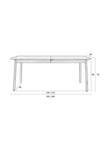 Uitschuifbare tafel GLIMPS - Natural ZVR 2100127