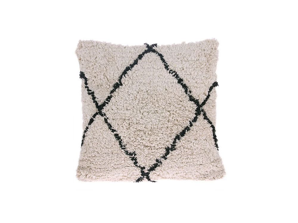 Sierkussen RUIT - Beige/zwart HKI TKU2065