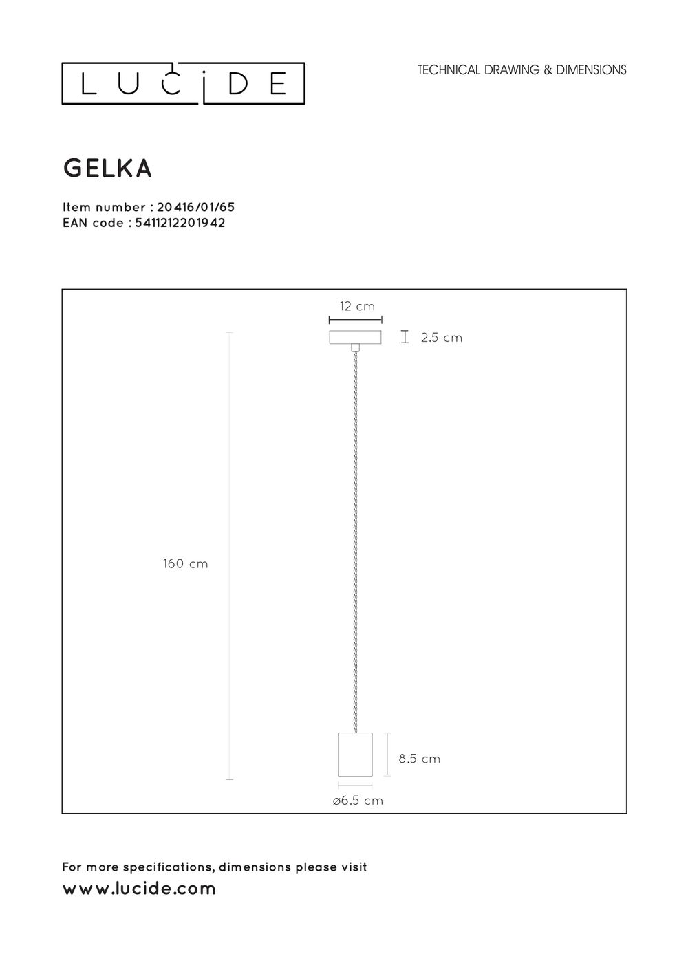 Hanglamp GELKA 1x - Fumé glas LCD204160165