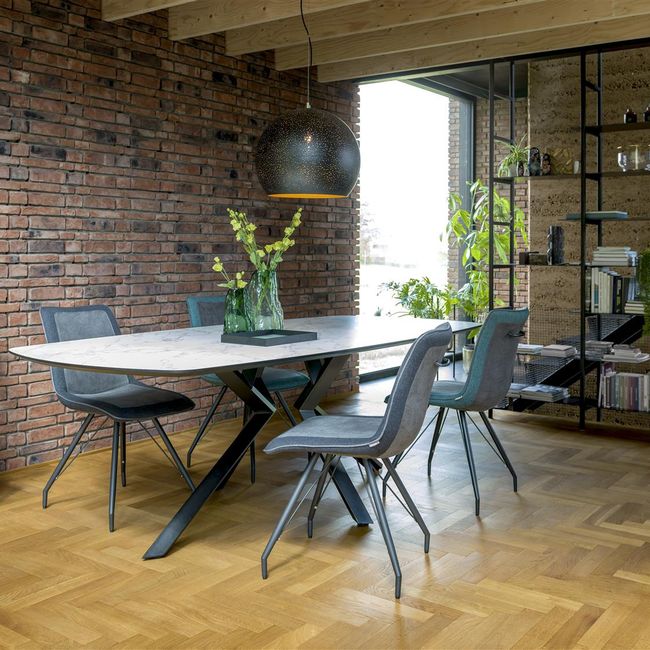 Eetkamertafel MASURA - Witte marmerlook