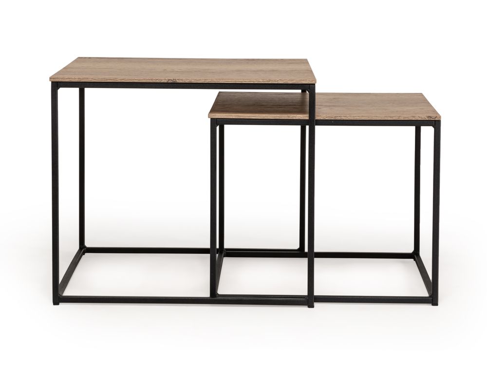 Set van 2 salontafels SIMON - Natuur/zwart metaal MXF SM SAS2