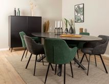 Ovale tafel COX - Zwart hout/metaal TRS CO1224