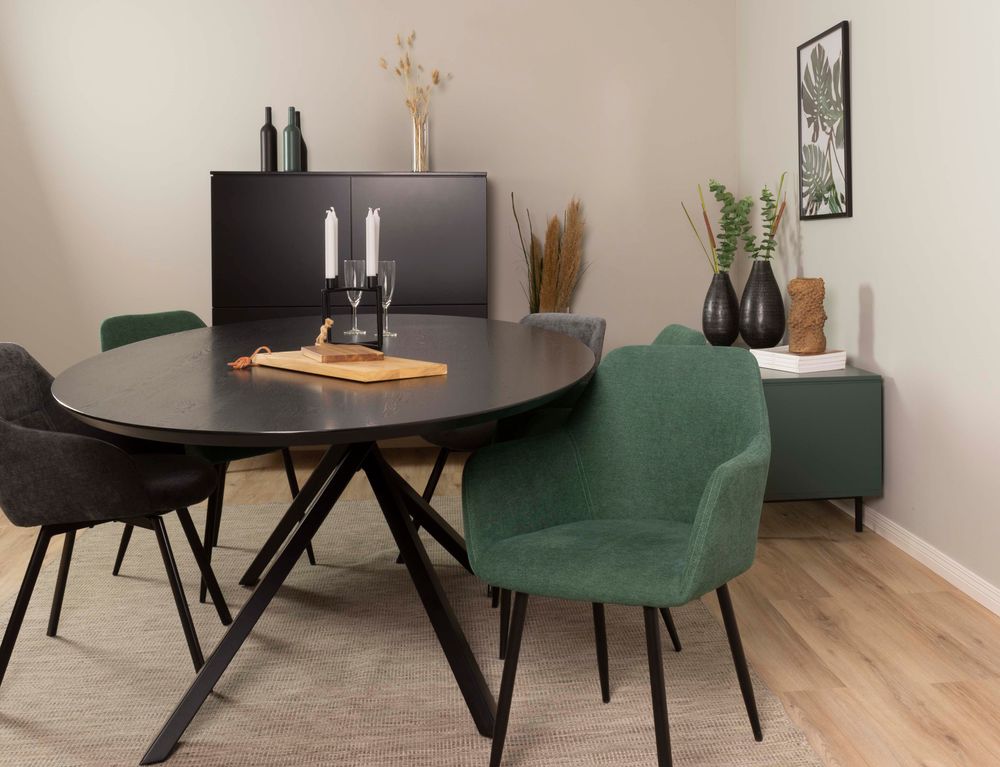 Ovale tafel COX - Zwart hout/metaal TRS CO1224