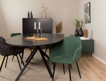 Ovale tafel COX - Zwart hout/metaal TRS CO1224