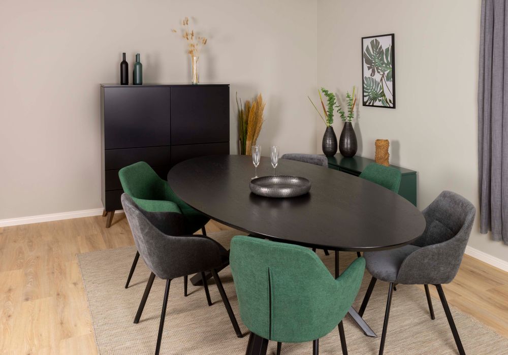 Ovale tafel COX - Zwart hout/metaal TRS CO1224