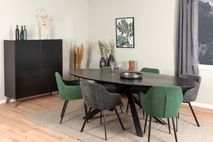 Ovale tafel COX - Zwart hout/metaal TRS CO1224