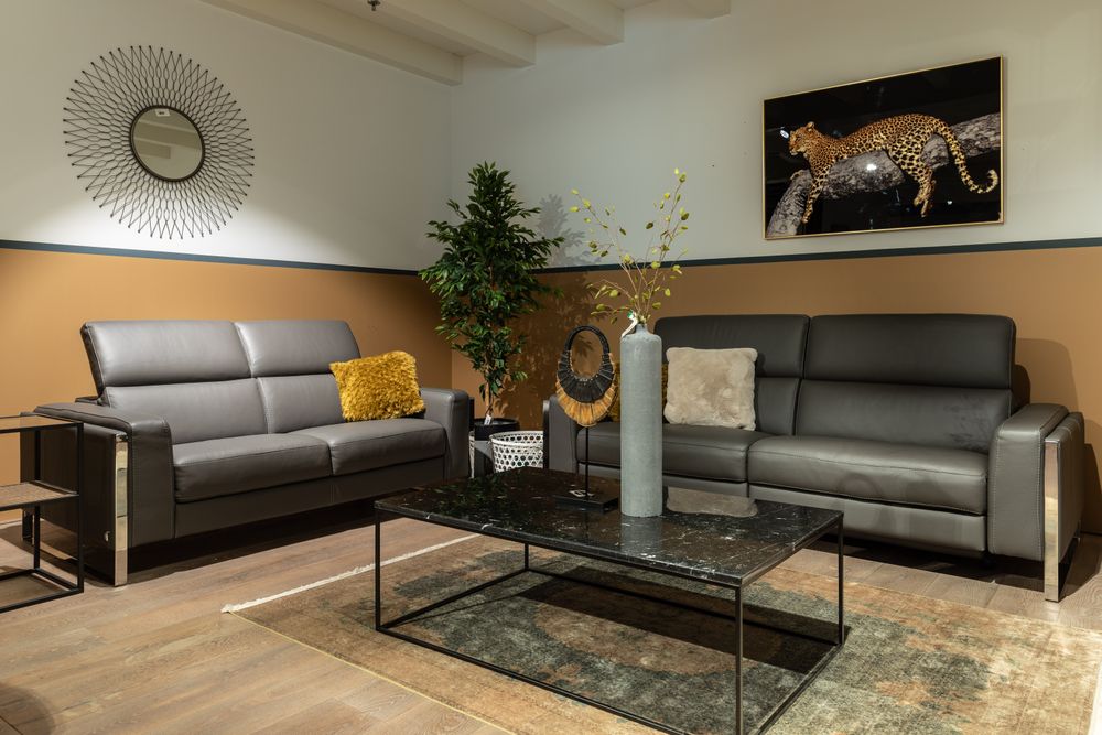 2-zit zetel PIER - Leder donkergrijs CAL-106-000078-GS327