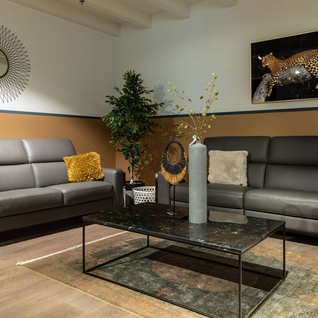 2-zit zetel PIER - Leder donkergrijs