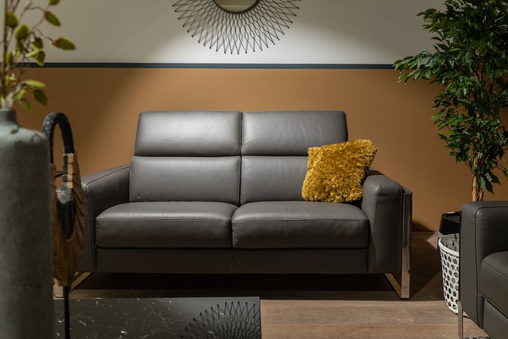 2-zit zetel PIER - Leder donkergrijs CAL-106-000078-GS327