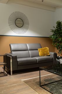 2-zit zetel PIER - Leder donkergrijs CAL-106-000078-GS327