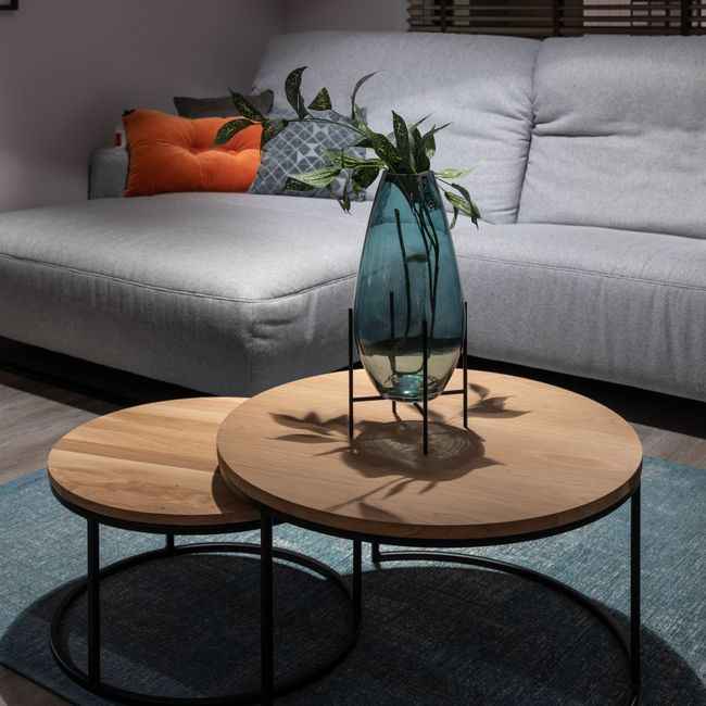 Set van 2 ronde salontafels GLASGOW - Espresso