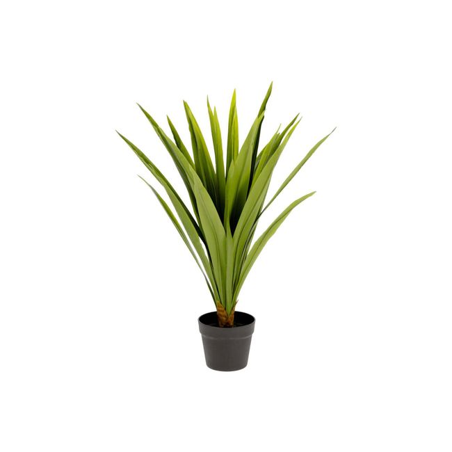 Groene kunstplant YUCCA in een zwarte plastic pot.