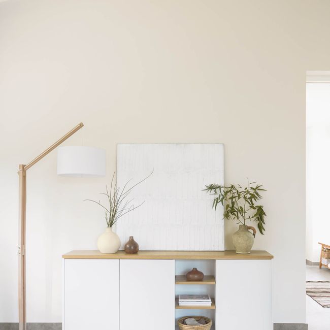 Dressoir ABILEN - Wit/eik fineer