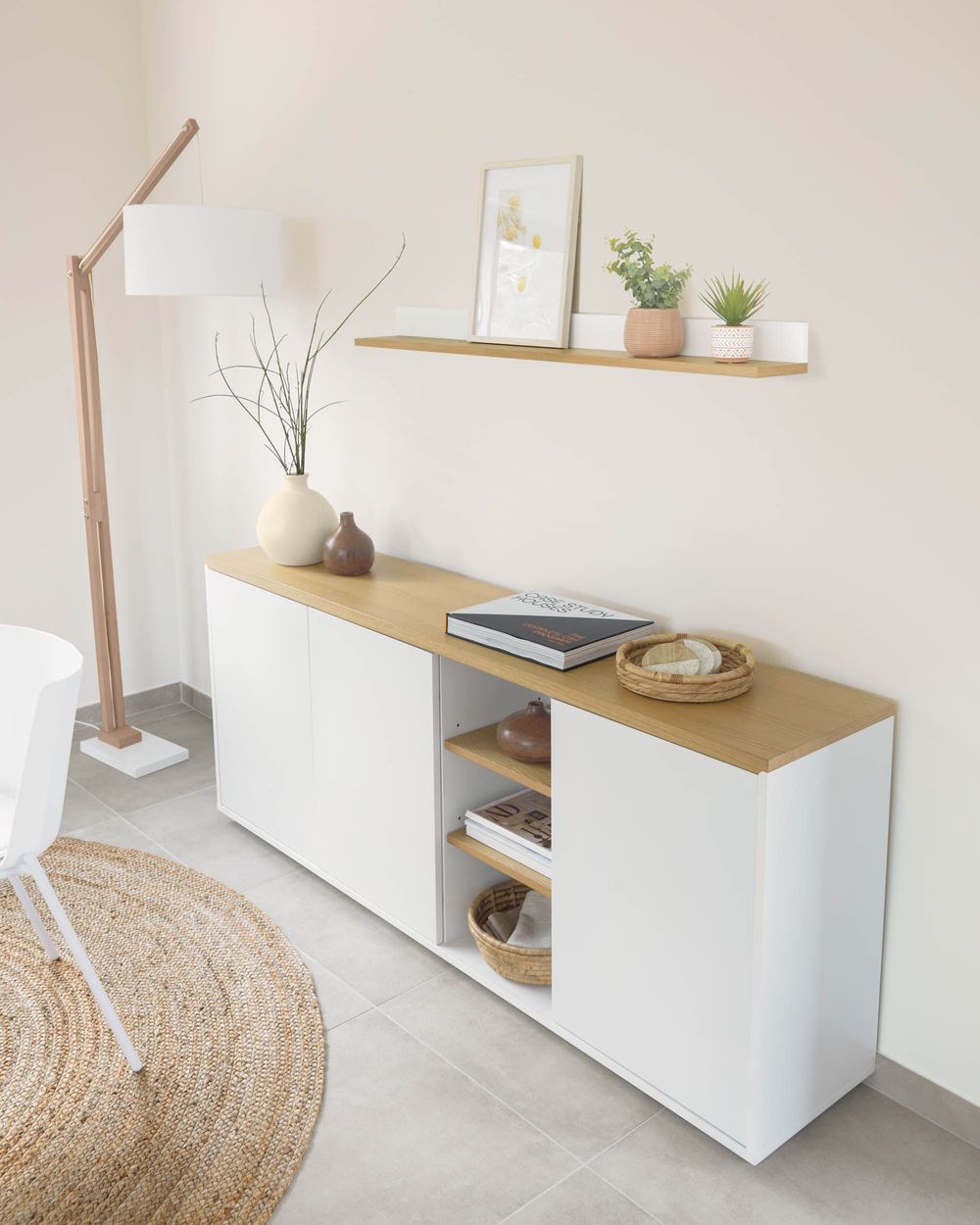Dressoir ABILEN - Wit/eik fineer KAV CC2057L05