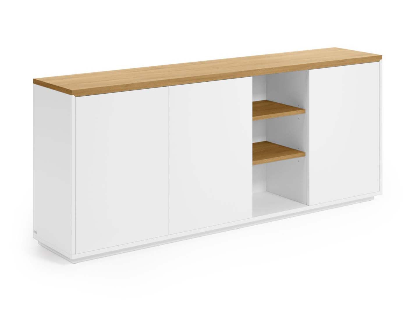 Dressoir ABILEN - Wit/eik fineer
