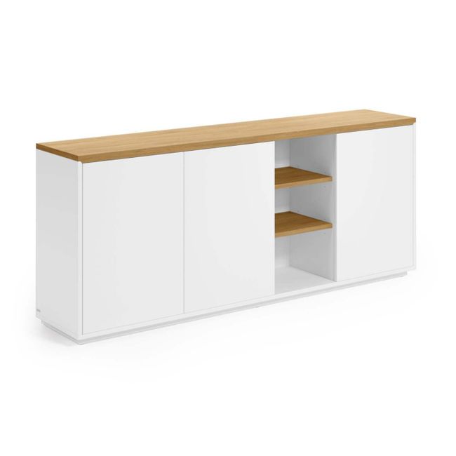 Dressoir ABILEN - Wit/eik fineer