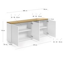 Dressoir ABILEN - Wit/eik fineer KAV CC2057L05