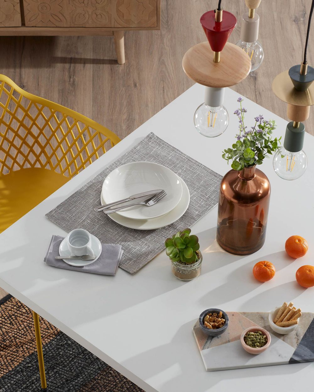 Eetkamertafel ARGO - Wit/houteffect KAV C430L05
