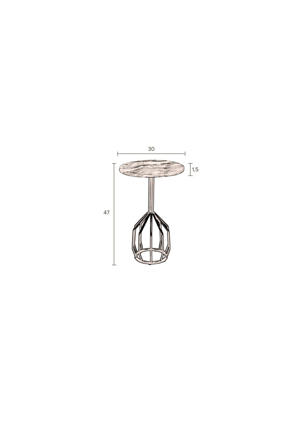 Bijzettafel SALERNO - Witgroen/messing ZVR 2300275