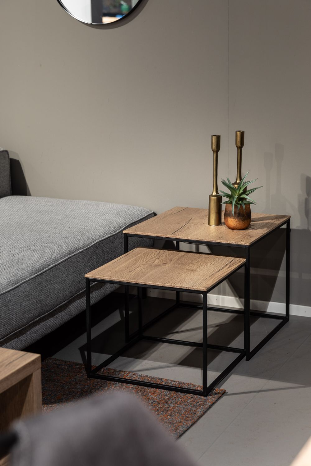 Set van 2 salontafels SIMON - Natuur/zwart metaal MXF SM SAS2